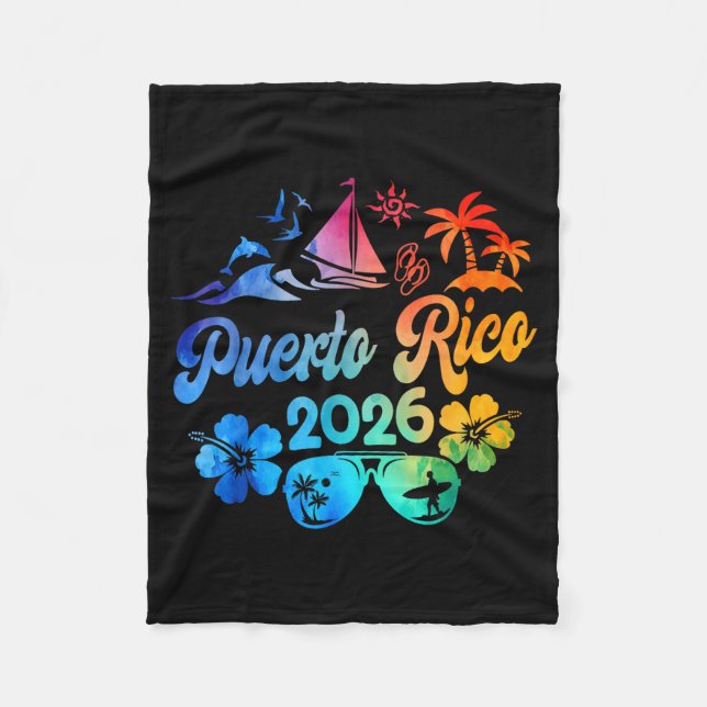 Couverture Polaire Puerto Rico 2026 Vacation Beach Tie Dye Trip Summe (Devant)