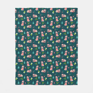 Couverture Polaire Pug de Christmas
