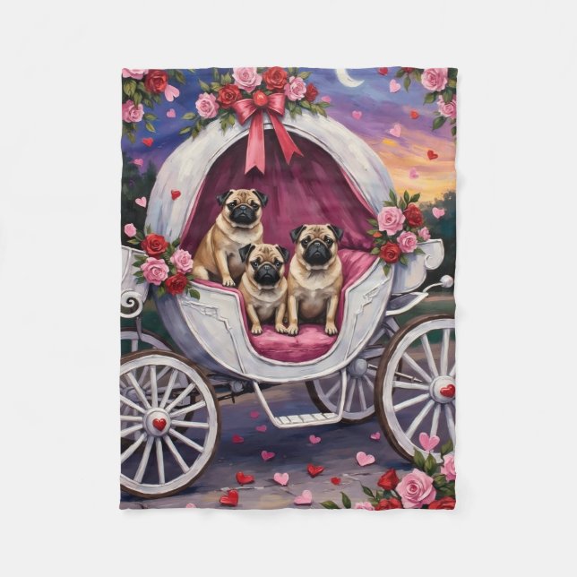 Couverture Polaire Pug Dog Valentine's Day (Devant)