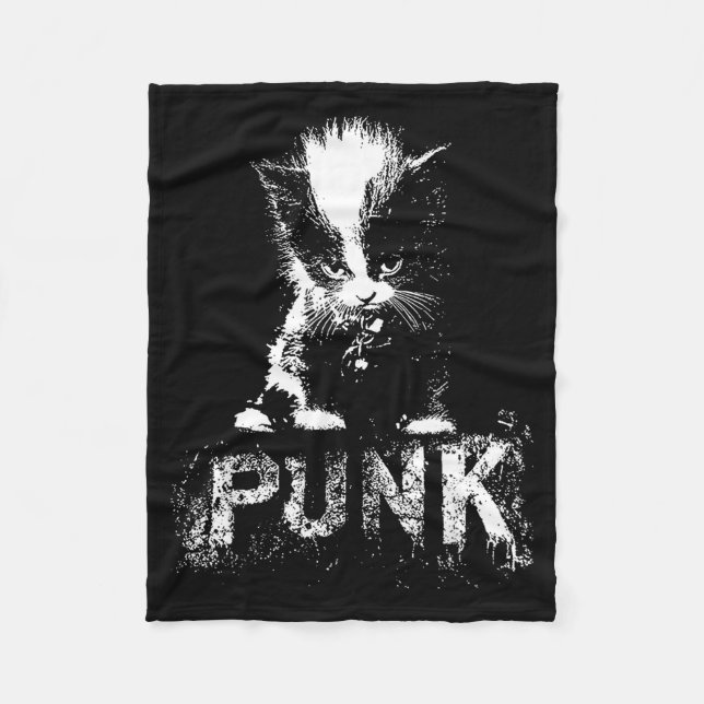 Couverture Polaire Punk Kitten Cat With Mohawk Nge Gothic Design  (Devant)