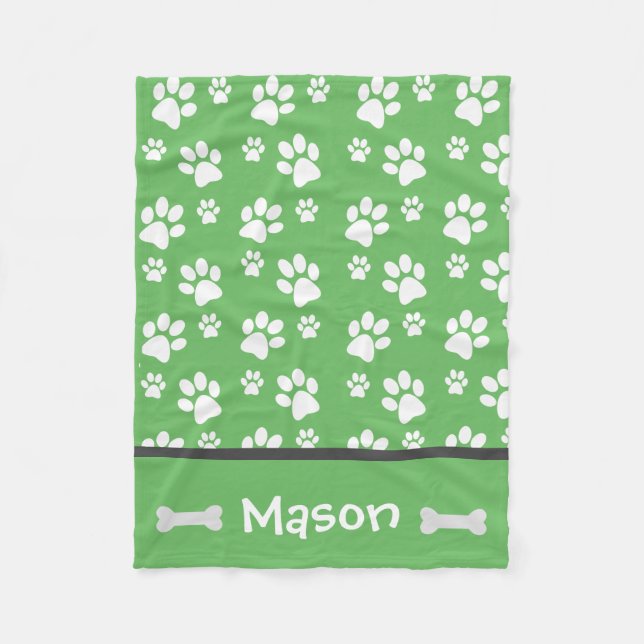 Couverture Polaire Puppy Chien Empreinte de patte Blanket Personnalis (Devant)