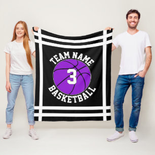 Couverture Polaire Purple Basket-ball Nom de l'équipe et numéro du jo