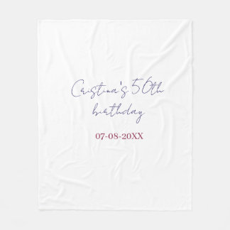 Couverture Polaire purple bold 50 birthday anniversary add name date 