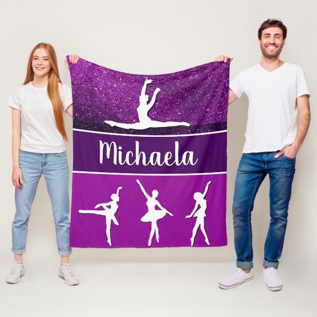 Couverture Polaire Purple Dance Ballerina Nom Personnalisable Parties (En situation)