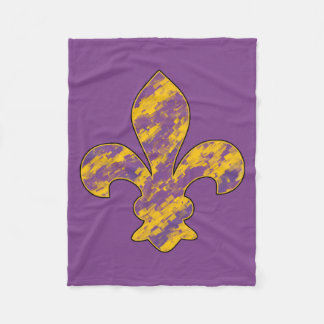 Couverture Polaire Purple et or Fleur de lis Blanche polaire