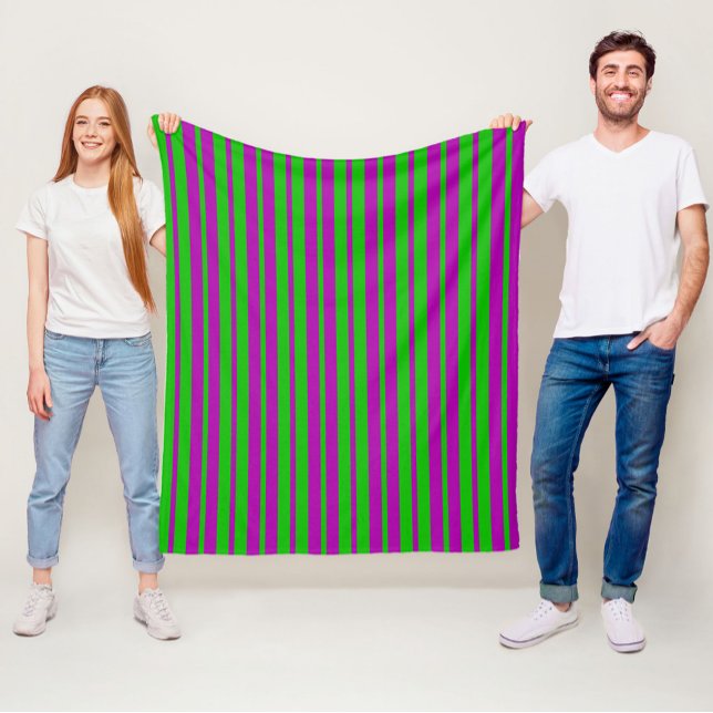 Couverture Polaire Purple Green Stylish Stripes Pattern Design  (Créateur téléchargé)