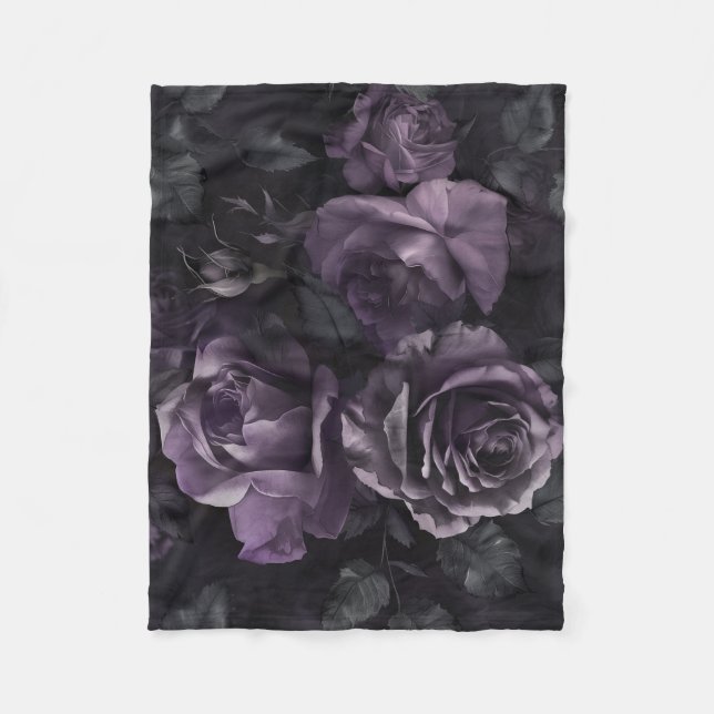 Couverture Polaire Purple Lavender Moody Rose Floral Goth (Devant)