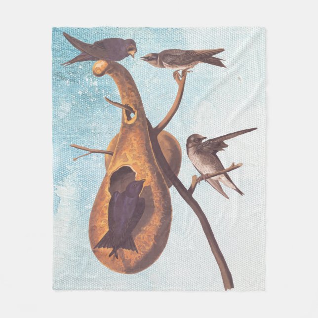 Couverture Polaire Purple Martin Audubon Bird Famille et Gourd Accuei (Devant)