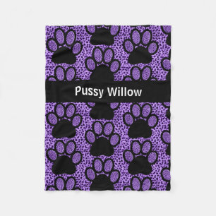 Couverture Polaire Purple sur le guépard pourpre avec le nom du chat