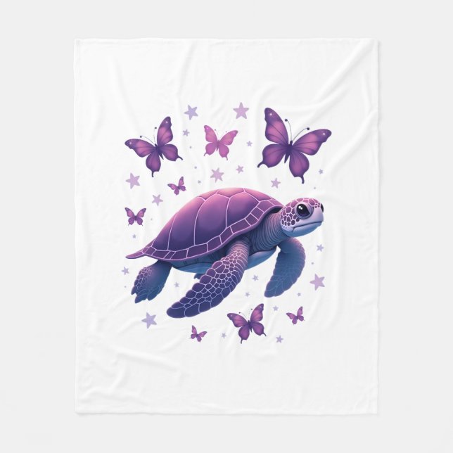Couverture Polaire Purple - T-shirt papillon de tortue de mer (Devant)