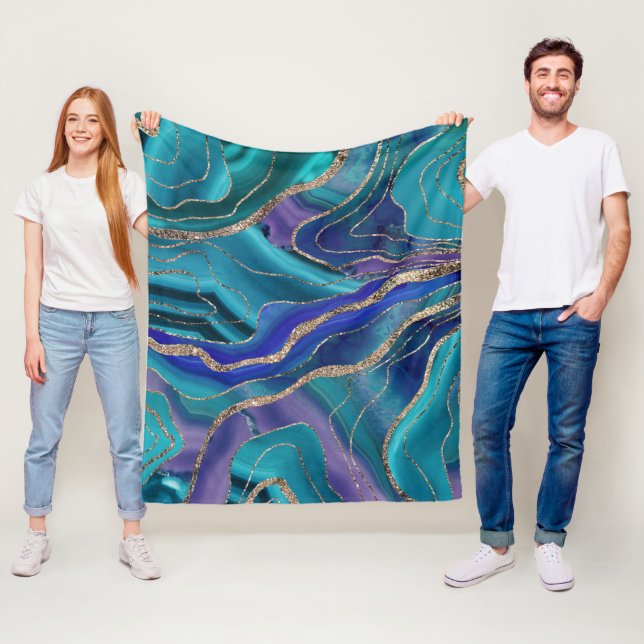 Couverture Polaire Purple Turquoise Galaxy Nebula Agate No. 1 Parties (En situation)