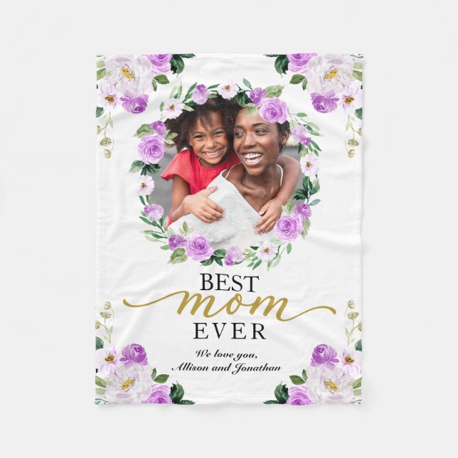 Couverture Polaire Purple Wreath Photo Best Mom Ever Mère's Day (Devant)