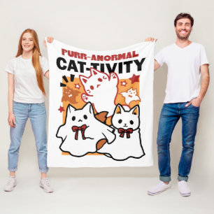 Couverture Polaire Purr-anormal Cat Cat mignonne Halloween Conception