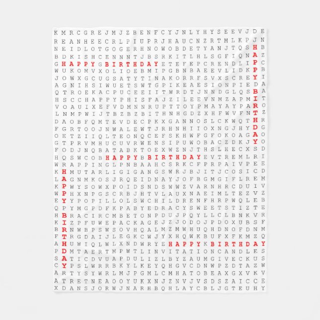 Couverture Polaire Puzzle de recherche de mot de joyeux anniversaire (Devant)