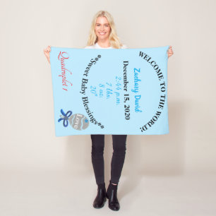 Couverture Polaire Quadruplet Baby Boy Rattle Blue Fleece Blanket