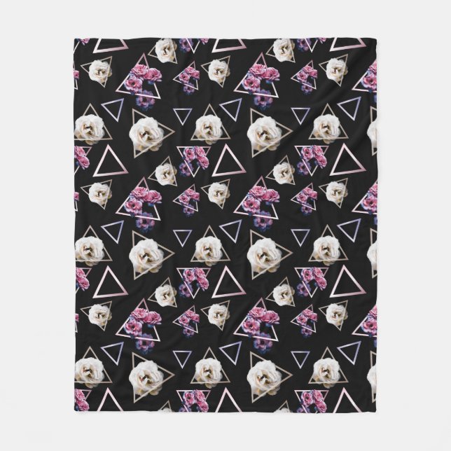 Couverture Polaire Quartz rose et floral foncé de tourmaline rose (Devant)