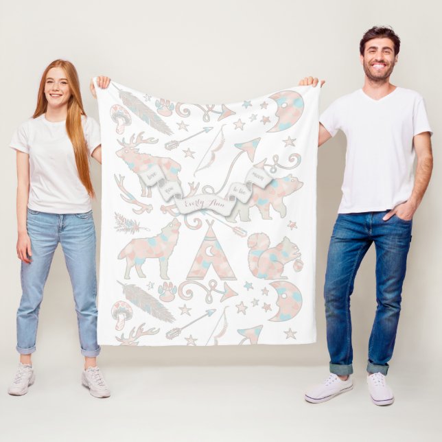 Couverture Polaire Quartz rose, Lipet Shell rose et Peach Echo Moon (En situation)