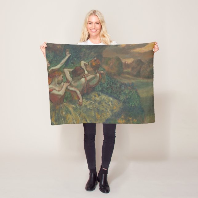 Couverture Polaire Quatre Danseurs, Peinture impressionniste, Edgar D (En situation)