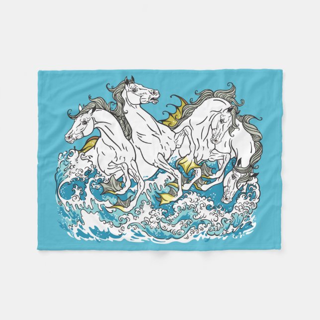 Couverture Polaire quatre hippocampes mythologiques (Devant (Horizontal))