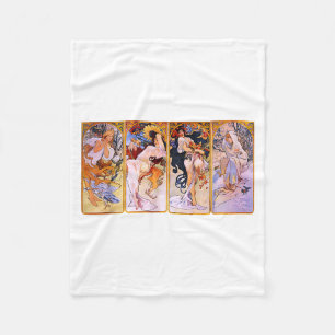 Couverture Polaire Quatre Saisons par Mucha Art Nouveau