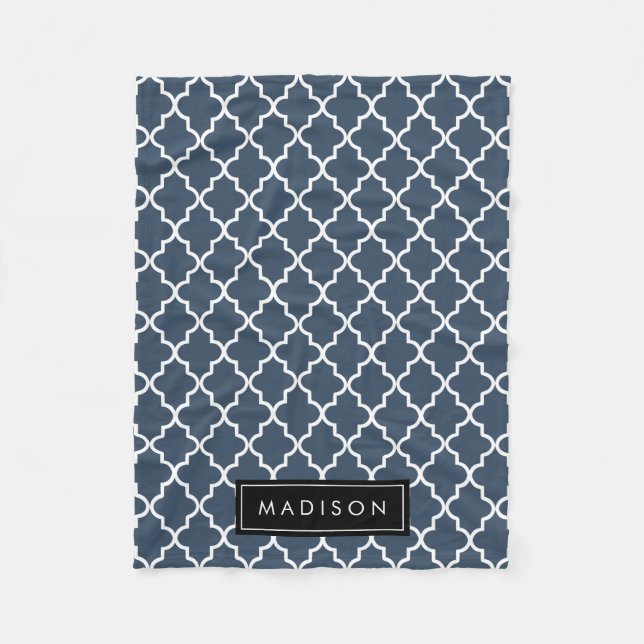 Couverture Polaire Quatrefoil bleu et noir (Devant)