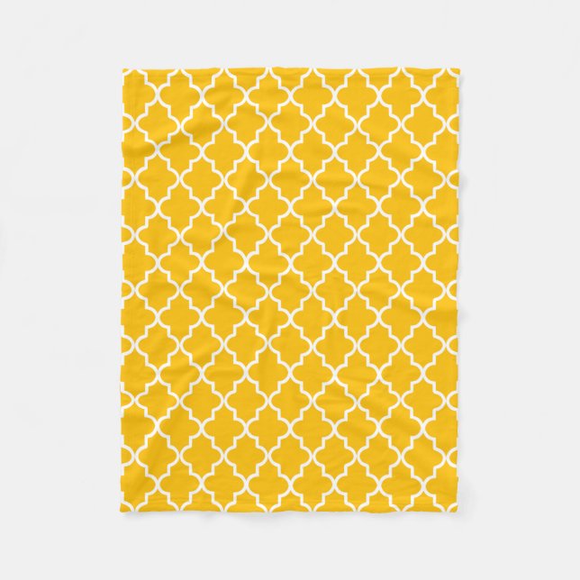 Couverture Polaire Quatrefoil marocain moderne jaune et blanc (Devant)