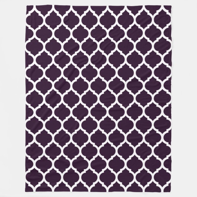 Couverture Polaire Quatrefoil marocain violet luxueux et riche (Devant)