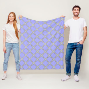 Couverture Polaire Quatrefoil periwinkle et gris
