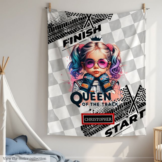 Couverture Polaire Queen of the Track Racing Sport Voiture cadeau d'a (Queen of the Track Racing Sport Car Birthday Gift Fleece Blanket)