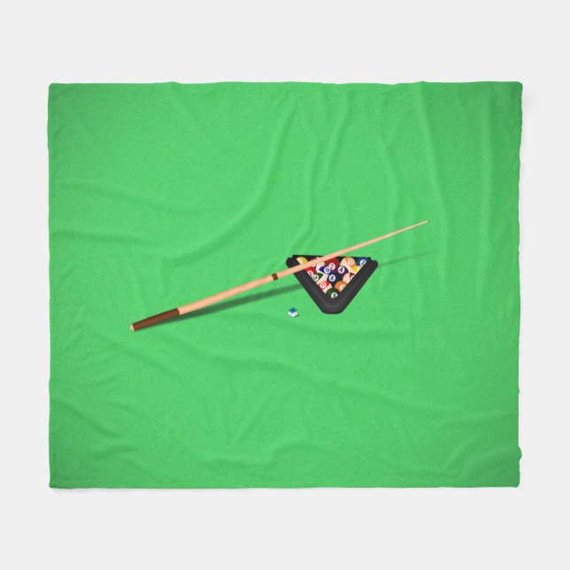 Couverture Polaire Queue de billard et boules de billard (Devant (Horizontal))