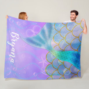 Couverture Polaire Queue de sirène iridescente perle scintillement