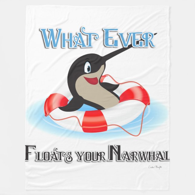 Couverture Polaire Quoi que Flotte ton mème Narwhal (Devant)