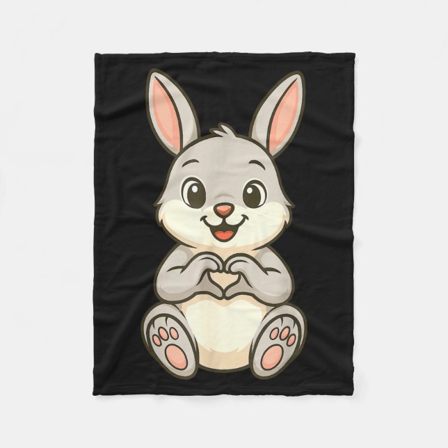 Couverture Polaire Rabbit Bunny Doing Heart With Hands Valentines Day (Devant)