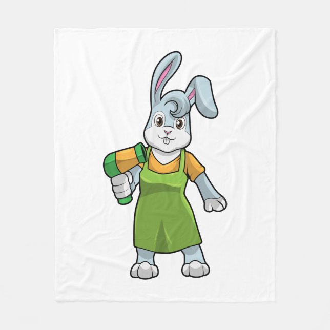 Couverture Polaire Rabbit comme coiffeur avec sèche-cheveux (Devant)
