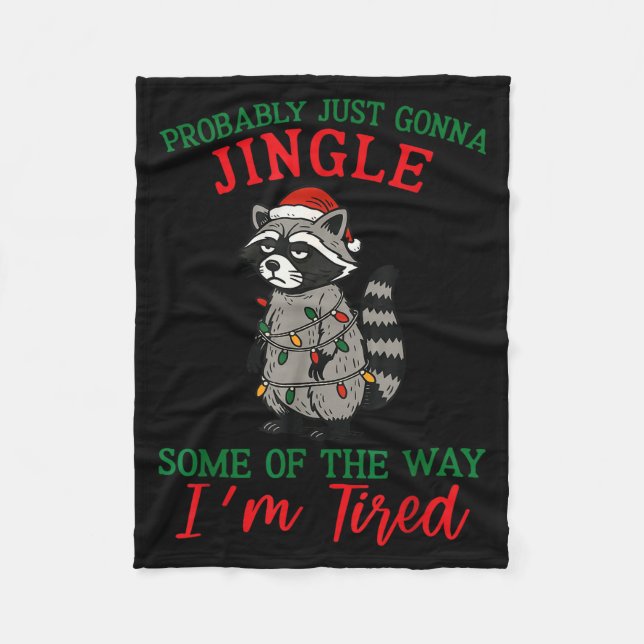 Couverture Polaire Raccoon Christmas Lights Pajama Holiday Santa Hat  (Devant)