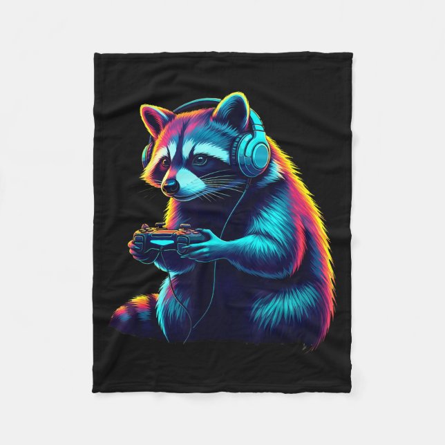 Couverture Polaire Raccoon Gaming Animal Video Games Funny Raccoon  (Devant)