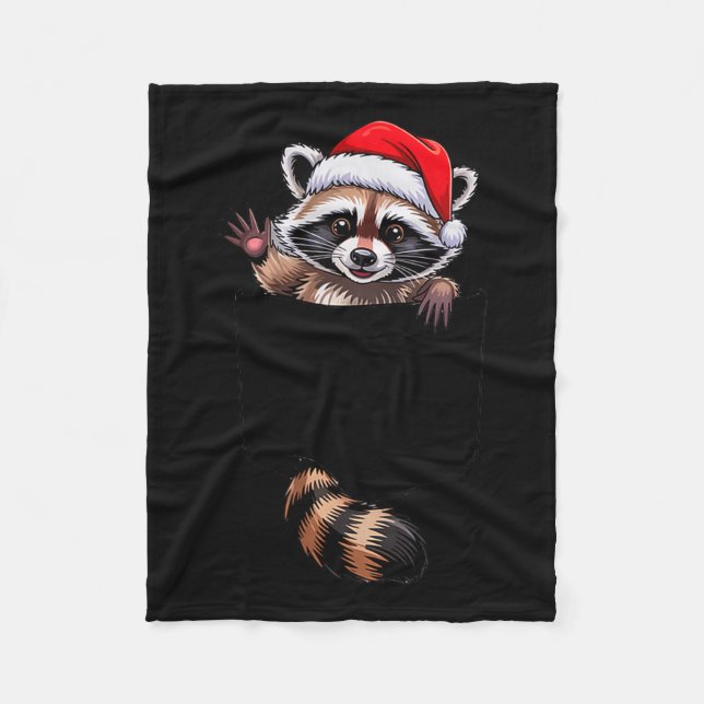 Couverture Polaire Raccoon In Cket Funny Xmas Santa Hat Graphic  (Devant)