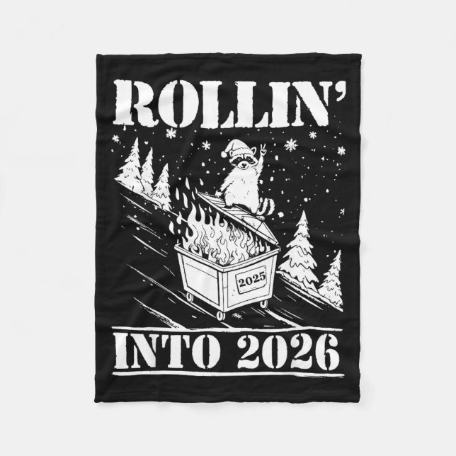 Couverture Polaire Raccoon Rolling Into 2026 Happy New Year 2026 Funn (Devant)