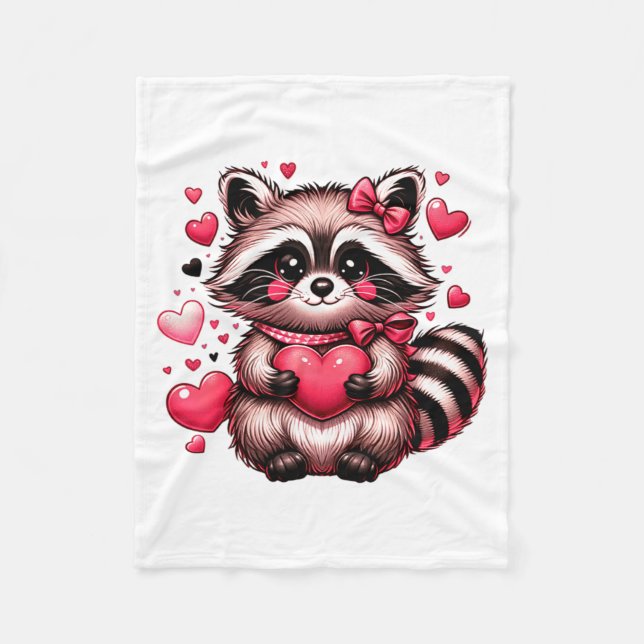 Couverture Polaire Raccoon Valentine Hearts  (Devant)