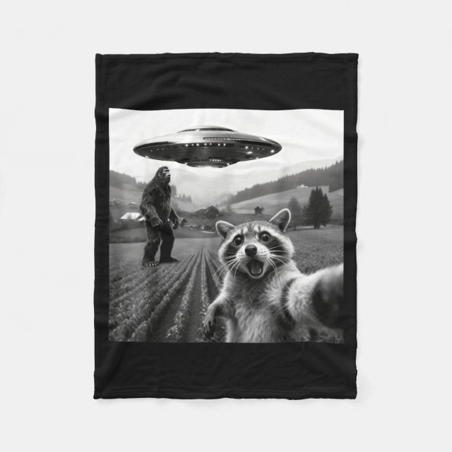 Couverture Polaire Racoon Bigfoot Selfie Ufo Funny Racoon Alien Bigfo (Devant)