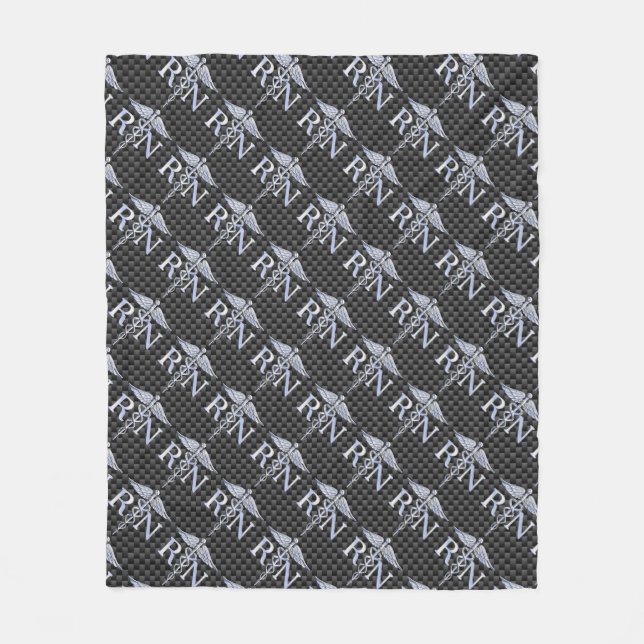 Couverture Polaire Racy Infirmière inscrite RN Silver Caduceus Snakes (Devant)