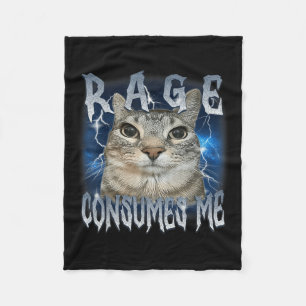 Couverture Polaire Rage me consomme Chat Vintage Mème drôle