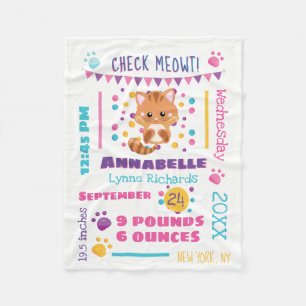Couverture Polaire Rainbow Confetti Cute Kitty Chat Baby Statistiques