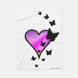Couverture Polaire Rainbow heart and Butterfly