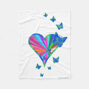 Couverture Polaire Rainbow heart and Butterfly