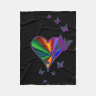 Couverture Polaire Rainbow heart and Butterfly