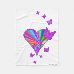 Couverture Polaire Rainbow heart and Butterfly