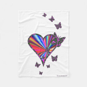 Couverture Polaire Rainbow heart and Butterfly