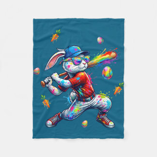 Couverture Polaire Rainbow paint rabbit batter funny easter bunny