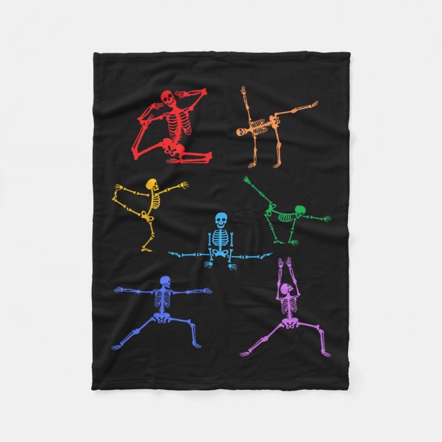 Couverture Polaire Rainbow Yoga Skeleton Exercice Bone Halloween Part (Devant)